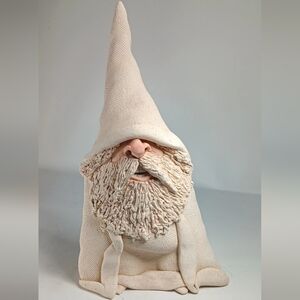 Vtg. White Wizard '96 Clay Pottery Sculpture Gnome Figure